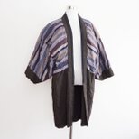 昭和初期〜中期頃 メンズ羽織 縞模様 裏地柄 ジャパンヴィンテージ 和洋折衷スタイル 古布 リメイク素材