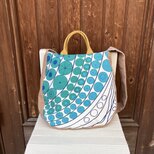 2way  斜め掛けバッグ　ショルダーバッグ　ブルーのサークル柄