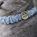 【数量限定】シルバーボタンの猫用シュシュ首輪