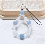 ✦途切れそうなご縁を結び直す◎天然石ストラップ｜エンジェライト・アクアマリン・水晶 No.860S