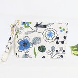 北欧の花 持ち手付きポーチ(生成り)