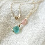 《14kgf》桜貝と海色シーグラスの自己を律するのネックレス 45cm