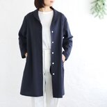 春夏秋と 軽やかに羽織る 桐七炊きコットンリネン ショールカラーコート（ネイビー）CO08