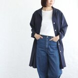 春夏秋と 軽やかに羽織る 桐七炊きコットンリネン ショールカラーコート（ネイビー）CO08