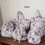 【入園・入学】入園バッグ５点セット：北欧花柄：パープル【0448】
