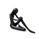 Vintage Brass Sculpture – Woman Lost in Thought