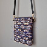 スマホポシェット｜手織り｜アイボリー&スモーキーグレー