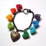 虹色ハートのロケットバッグチャーム