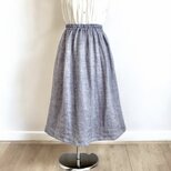 近江リネンWガーゼ◇ギャザースカート◇ブルー