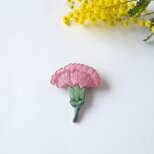 ［受注制作］カーネーションの刺繍ブローチ（pink）