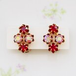 Unsigned Beauty　ゴールドトーン　レッド＆オーロララインストーン　イヤリング　/　CJ7044E