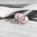 桜ピンク大粒 淡水パールのフープピアス 13mm エジソンパール　ウェディング　式