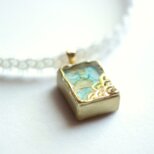 【受注製作】レジンアート　長方形モチーフとタティングレースとサテンリボンのチョーカー〈眠れるオフィーリア〉