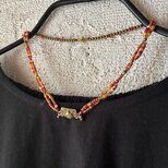 ＊古のネックレス＠インドの真鍮チャーム＋クリスマスビーズ＋真鍮丸玉ビーズなど