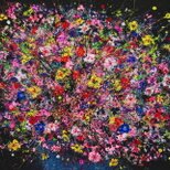 「Flowers」(NO.2609) 15号F ケント紙にアクリル絵の具 送料無料 安本太ん