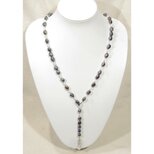 本真珠（淡水パール）とSV925のYネックレス（バロック、パープル、ホワイト、ナチュラルカラー、6月の誕生石、ロジウム）