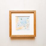 【一点物】原画 「明るい夜」※木製額縁入り（18㎝角）水彩・イラスト・インテリアアート・送料無料