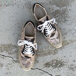 EMAクラフトスニーカー 本革　スネーク柄×ライトグレー　大人カジュアル　限定カラー