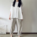 くったりリネンのリボン裾パンツ（ナチュラル）