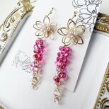 大人のチェコビーズ・春ピンク・揺れるしだれ桜ピアス14