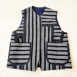 ヴィンテージ インディゴ キモノ de コラージュベスト