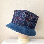 魅せる☆一点物!!あら不思議♪四角いトップのハット大人カジュアル～地図プリント&デニム