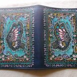 単行本サイズブックカバー  牛革　刻印＆拭き染め