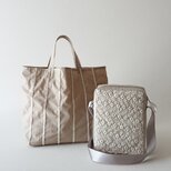 antique lace pochette & eco bag [beige nylon]