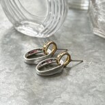 P766-ヴィンテージピアス U.S.A.  Silver & Gold Oval Link Door Knocker