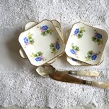 英国製【ROYAL DOULTON】 朝顔の絵柄 スクエア型小皿 ５枚セット