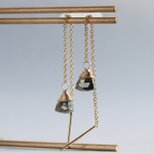 大人のくすみメタル｜クールに決まるパイライトのチェーンピアス｜揺れる｜天然石ピアス｜14kgf｜金属アレルギー対応