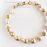 ゴールド色がのった 中ぶりなオイスターパールのチョーカー 1点のみ