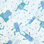 インド ブロックプリント生地 [50cm単位切売] サンガネリ カエルとドット グリーン 蛙 フロッグ IF0508