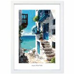 エーゲ海の白い壁　風景　送料無料 　あらゆるお部屋のポスター　イラスト　アートポスター　アート/sei検索新着順　4054