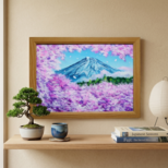 【原画】【招福・爛漫富士】運気が上がる黄金の富士山 油絵 油彩画 縁起物 開運 インテリア プレゼント　一点物