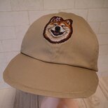 コットン撥水ツイル生地で作ったキャップ（ニッコリ柴犬ちゃん）