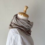 ベルギーリネンねじりリバーシブルスヌード ［Tsumiki Design］　ナチュラル×ベージュボーダー