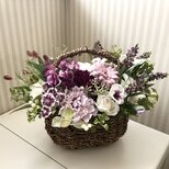 優しい色のフラワーアレンジメント　（造花、LLサイズ、１点もの、母の日、敬老の日、結婚祝い）