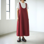 ラウンドネック　ジャンパースカート【送料込み】古布リメイク　レッド