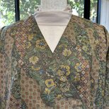 着物リメイク紬の長着花柄ワンピース