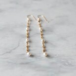 ペタルチェーンロングピアス（淡水パールステーション）・イヤリング変更可・14kgf