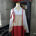 【背中がかわいい】エプロンドレス：リネン×レッド【0993】