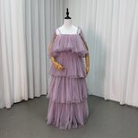 カラードレス ラベンダー色 キャミソール キラキラチュール プリーツスカート ロング ふわふわドレス 花嫁