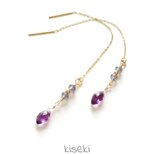 アメジストとアイオライトのアメリカンピアス