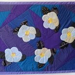 パッチワーク　キルト　タぺストリー　【白椿】　壁掛け