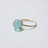 シーブルーカルセドニー 天然石のスクエアリング【フリーサイズ】18KGP S925 指輪