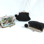 帆布のがま口　コインケース　　　黒×リバティ