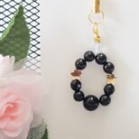 【厄よけ＊モリオン×オニキスのストラップ】人間関係のお守りストラップ＊天然石＊携帯ストラップ＊天然石ストラップ