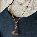 ＊Asiaのネックレス。＠真鍮のらくだチャーム＋野蚕フリンジ＋みかん玉＋ジャワシードビーズmix＋天然系ビーズいろいろ