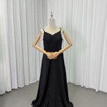 パーティードレス キャミソール ブラック 高級イタリアサテン 細見えシルエット ファスナー 二次会